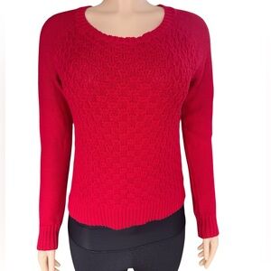 Aeropostale Women's Vibrant Red Crew Neck Knit Sweater